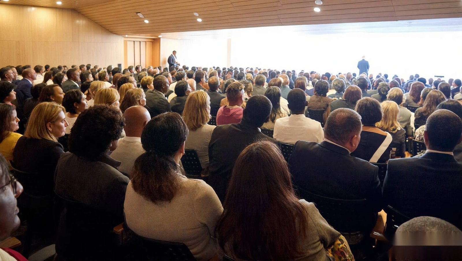 A packed hall listens to an address marking twenty-five years since the World Conference Against Racism in Durban.